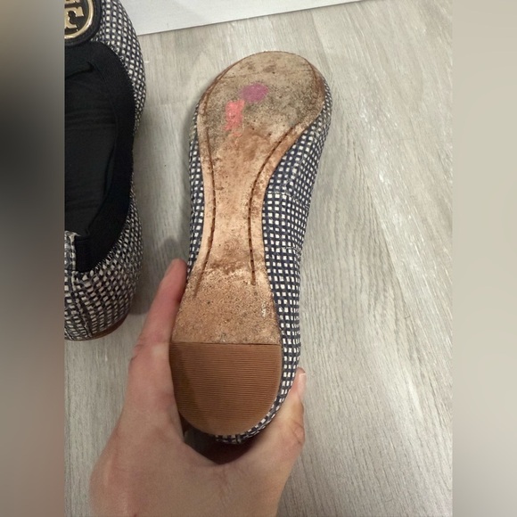 Tory Burch Black White Caroline 2 Ballet Flats Women’s Size 5 - Picture 6 of 9